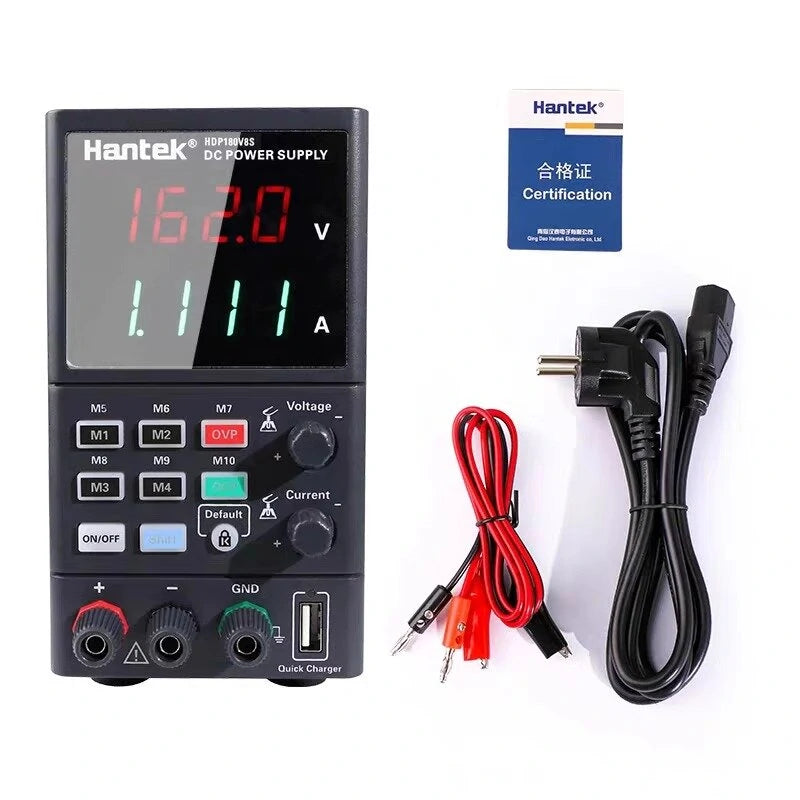 Hantek HDP1160V4S DC Power Supply Four-Digit Display Versatile USB Charging Over Protection Safety Features 0~160V/0~8A Output Perfect for Electronics Testing and Repairing