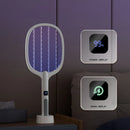 Electric Mosquito Swatter with Electronic Digital Screen Electric Exterminator Fly Swatter Detachable Handheld Auto Swat Mode Type-C Rechargeable
