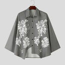 INCERUN Men Flowers Print Loose Fit Long Sleeve Shirts Casual Daily Large Size Lapel Tops for Men S-5XL