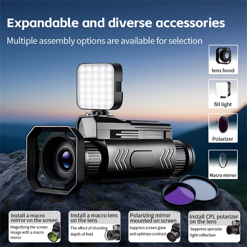 IPRee D12 4K Colorful Infrared Night Vision Device 64 Million Day And Night Macro Reconnaissance Sight Monocular Handheld Camera