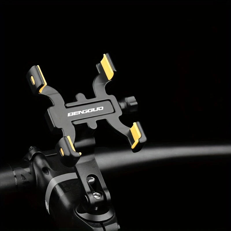 BENGGUO Four-Claw Bike Holder 360 Adjustable Shockproof Anti-fall Aluminum Alloy Handlebar Holder with Rubber Gasket for Motorcycle Bicycle Scooter Bracket