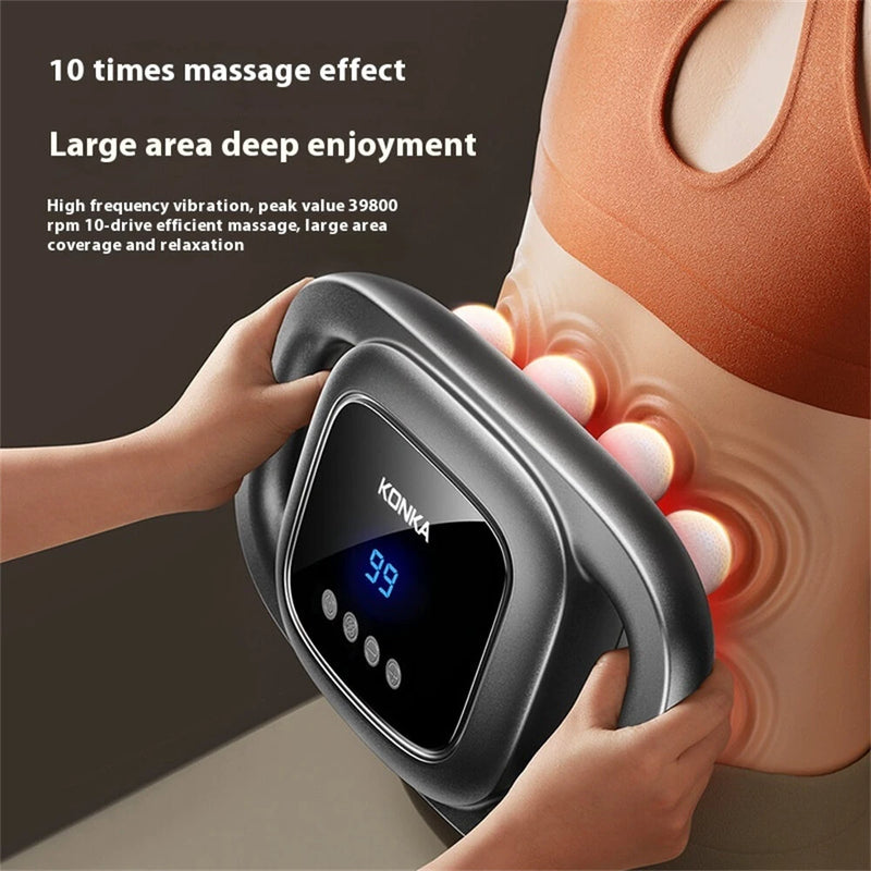 KONKA 10-Head Deep Tissue Massage Gun Professional Fascia Gun With 99 Speeds 32KG Strong Force LED Display Quiet Motor & Red Light Therapy