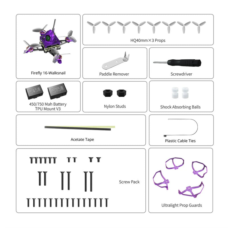 34.9g Flywoo Firefly16 / Firefly18 1S Nano Baby V3 Walksnail Tiny Ultralight RC FPV Racing Drone BNF with GOKU F405 HD 1S 5A ELRS AIO System