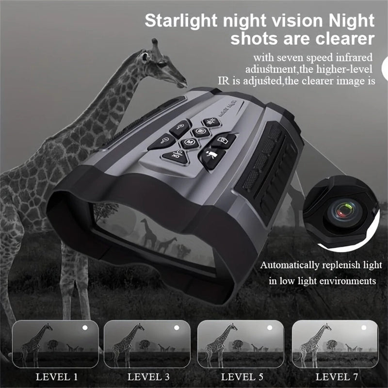Portable 300M Infrared Night Vision Binoculars 2.5K UHD 58M Pixels 10X Zoom Digital Telescope for Camping Recorder Climbing Hiking