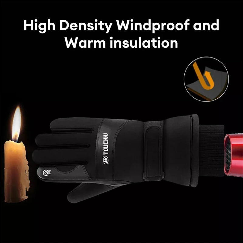 TENGOO USB Heated Gloves for Men Cycling Gloves Winter Waterproof Cold Padded Thickened Touch Screen Gloves Charging Heating Warm Gloves Outdoor Camping Skiing Motorcycle Gloves