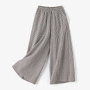 ZANZEA Womens Geometric Printed Wide Leg Pants Vintage Elastic Waist Straight Pleated Trouser Loose Fit