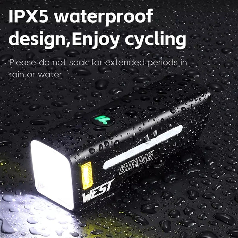 WEST BIKING 1000 Lumen High Brightness Bike Headlight 5000mAh Anti-glare Quick-release Bicycle Light IPX5 Waterproof USB Charging 6 Light Modes for MTB Road Cycling