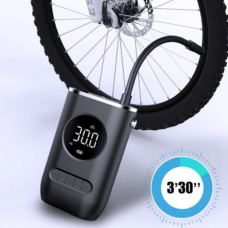 150PSI Wireless Bike Air Pump 70W Power Output 4000mAh Battery Digital Display LED Flashlight Auto-Off Smart Portable Fast Inflation Tire Pump for Bicycle Car Basketball