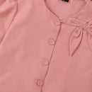 VONDA Womens Elegant Bowknot Decorate Puff Sleeve Blouses Temperament Button Shirts