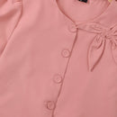 VONDA Womens Elegant Bowknot Decorate Puff Sleeve Blouses Temperament Button Shirts