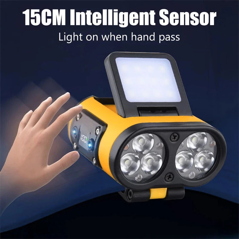 Smart 15m Sensor LED Headlamp USB-C Rechargeable Bright Head Clip Light Cap Head Flashlight Outdoor Waterproof Headlight for Fishing Camping
