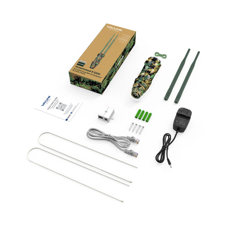 WAVLINK AC1200 Dual Band Outdoors Router 200M Long Range Access Point WiFi Extender with PoE IP67 Waterproof 2x7dBi High-Gain Antennas