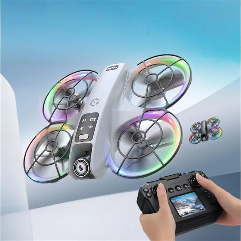 XKJ K200 MAX WiFi FPV with LCD Screen Controller HD Dual Camera Electrically Adjustable Optical Flow Hover Automatic Obstacle Avoidance Dazzling 7-Lights Circle Protection Brushless 2.4G 4CH 6-Axis Remote Control Toys RC Drone Quadcopter RTF