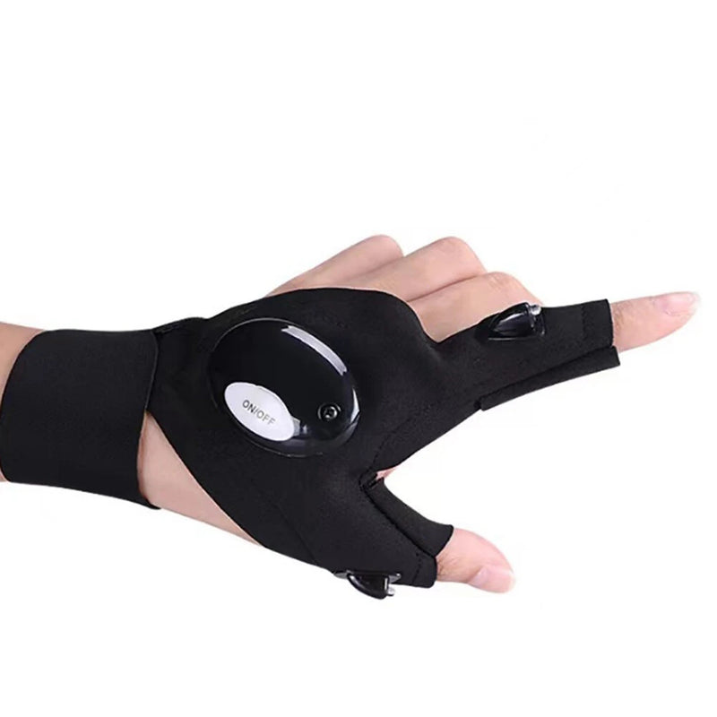 ZANLURE LED Flashlight Fishing Half Finger Gloves for Outdoor Night Cycling Camping Hiking Sports Gloves with Lamp Lighting
