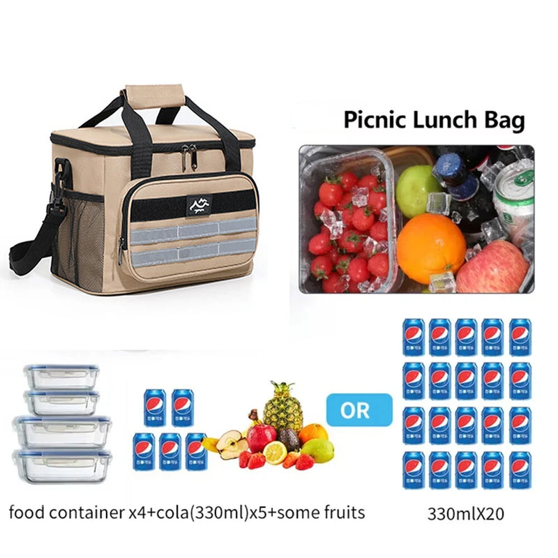 IPRee Large-Capacity Outdoor Picnic Bag Handheld&Crossbody Multi-Layers Travel Thermal Bag Two-way Zipper Portable Outdoor Insulation Bag