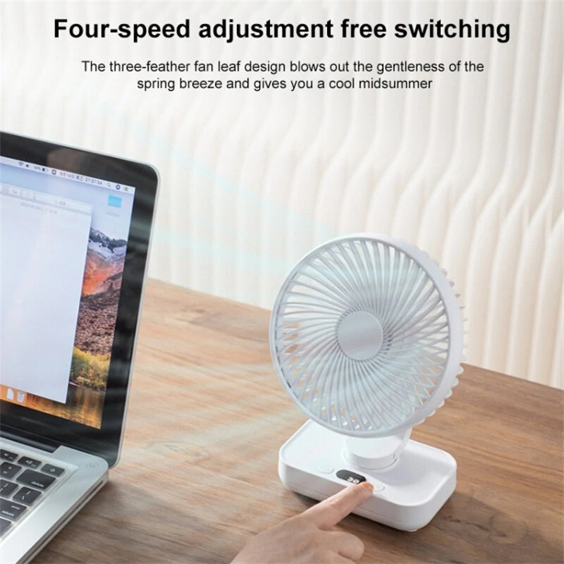 Mini Desktop Fan Shaking Usb Air Cooler 4 Gear Wind Speed 4000Mah Battey Capacity Angle Adjustment Low Noise for Office Room