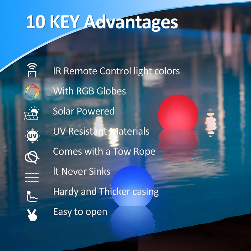 Solar Pool Floater Light Chlorine Dispenser RGB LED Color Changing Solar Powered UV Resistant Large Tablet Capacity Pool Sanitizer