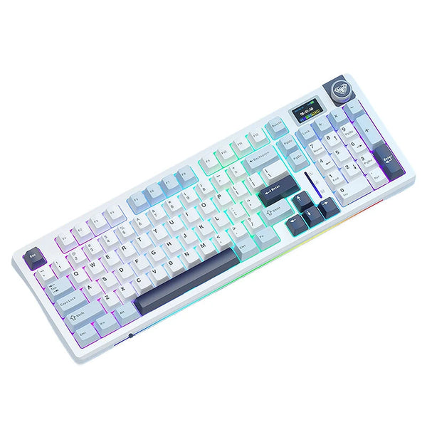 AULA S98 Tri-mode Mechanical Keyboard with LCD Screen and Knob Fully Hot-swappable Keys Gasket Structure PBT Keycaps RGB Backlit 2.4G/bluetooth/Wired Gaming Keyboard