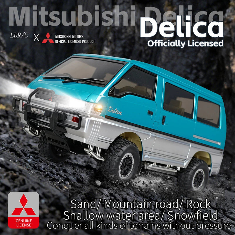LDRC 1296 RTR 1/12 2.4G 4WD for Mitsubishi Delica L300 1986 RC Car Dual-Speed Mechanical Shifting Classis Off-Road Van Climbing Truck LED Light Full Proportional Control Metal Gears CVD Straight Axle Vehicles Models Toys