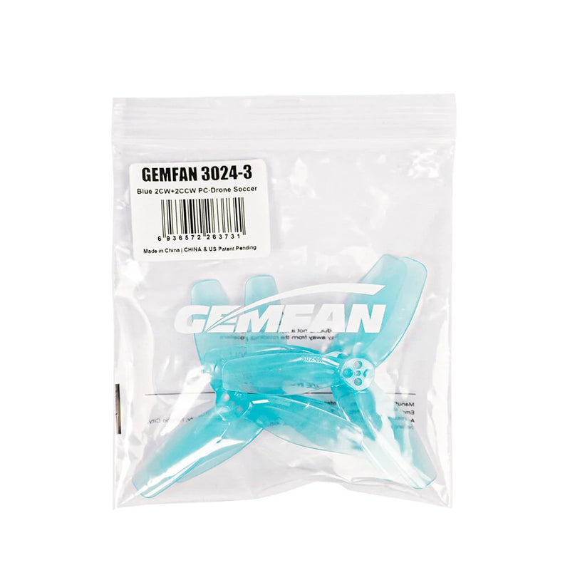 2 Pairs / 6 Pairs Gemfan 3024 3 Inch 3-Blades PC Propeller 1.5mm 3 Holes for RC FPV Racing Drone Compatible with 1408 3950KV Motors