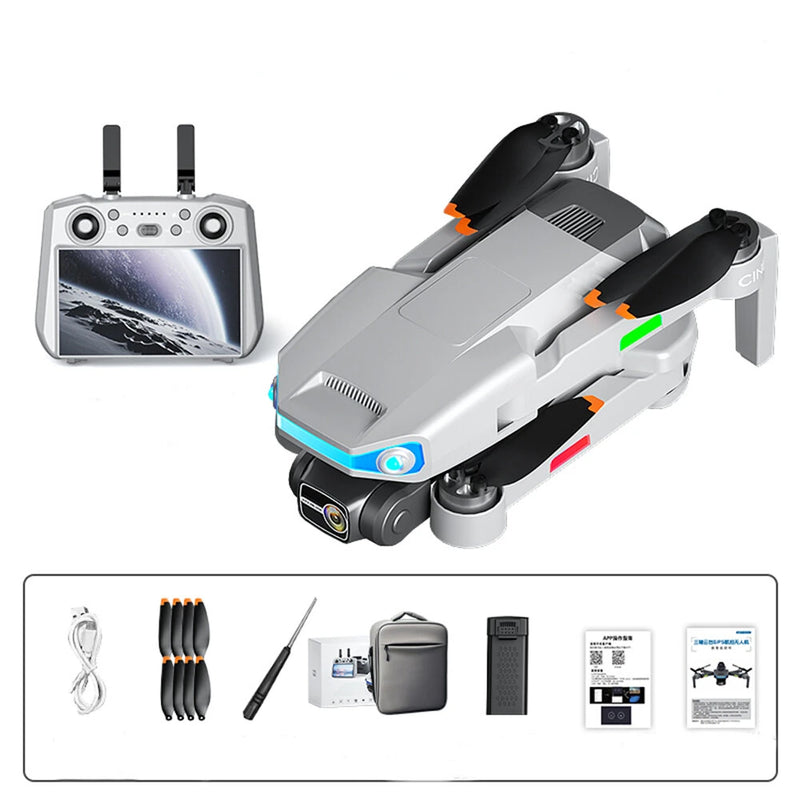AE3 PRO MAX GPS 3KM Digital FPV with 4K HD Camera 3-Axis EIS Mechanical Gimbal Obstacle Avoidance 7inch Touchable LCD Screen Controller Brushless Foldable RC Drone Quadcopter RTF