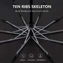 Automatic 10-Rib Wooden Curved Handle Automatic Umbrella 10K Automatic Folding Umbrella Rain Wind Resistant Umbrella Men Women UV Sun Protection Wooden Handle Umbrella