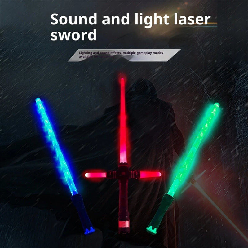 2-in-1 Metal Laser Sword with Hit Sound Seven Color Lights Rechargeable Perfect for Cosplay and Role-play