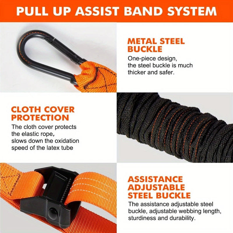 225lbs Resistance Band Adjustable Weight Size Pull Up Assistance Bands with Fabric Foot Knee Rests for Pull-Up Assistance