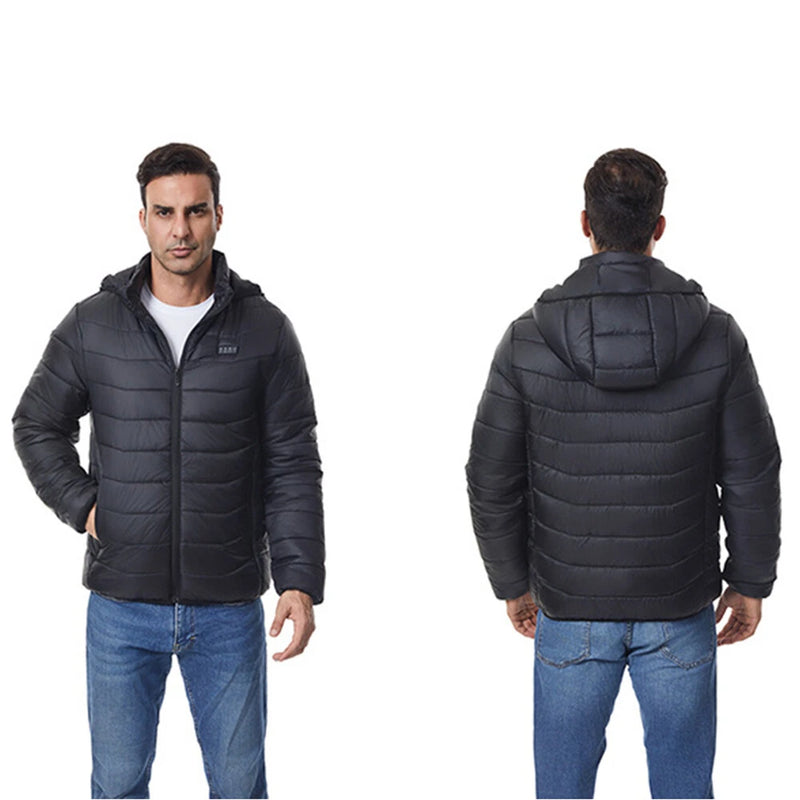 TENGOO 4 Control 27 Zone Smart Heating Cotton Jacket DC-USB Dual Interface Men's Warm Winter Coat Comfortable Heated Clothing(No Battery)