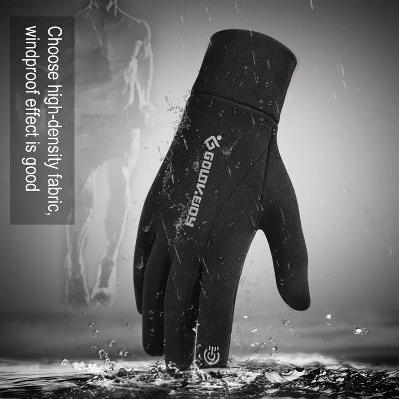 IPRee Winter Cycling Gloves for Men's Warm Outdoor Sports Windproof Anti Slip Waterproof Velvet Touchable Screen Gloves Gloves