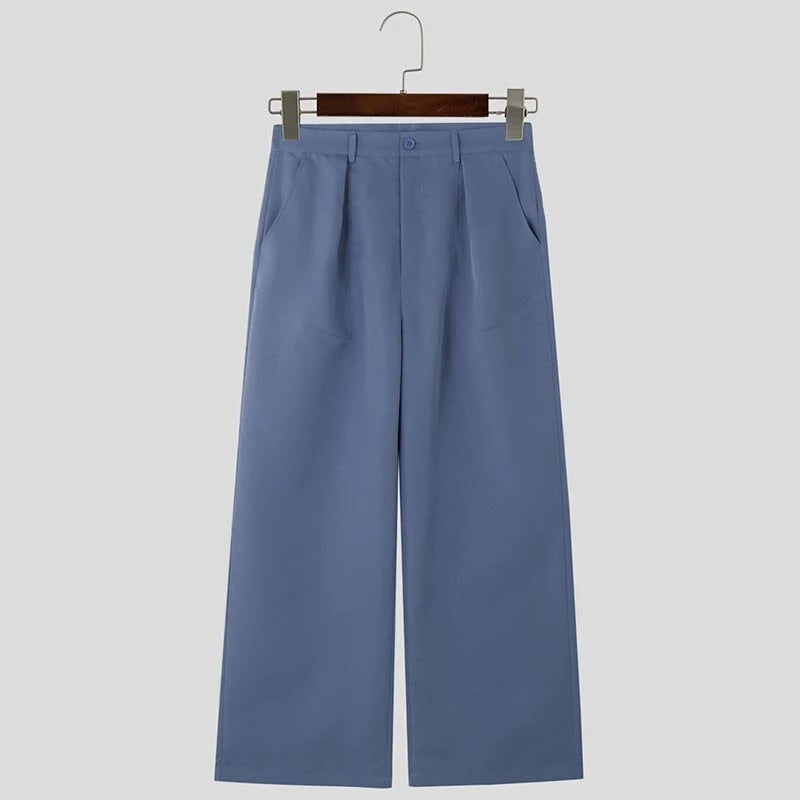 INCERUN Mens Solid Color Double-Breasted Two Pieces Outfit Sleeveless Blazer Vest Pant Casual Suit for Male