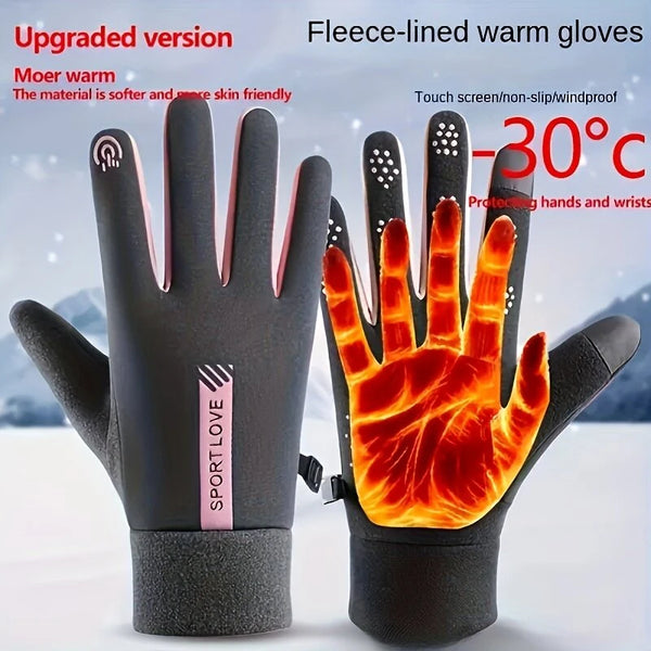XANES Winter Gloves for Women Fleece-Lined Windproof Warm Touchscreen-Compatible Anti-Slip Cycling Gloves for Skiing Hiking Outdoor Sports