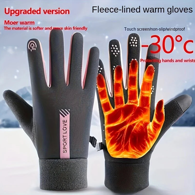 XANES Winter Gloves for Women Fleece-Lined Windproof Warm Touchscreen-Compatible Anti-Slip Cycling Gloves for Skiing Hiking Outdoor Sports