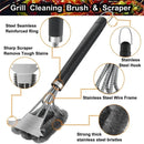 Long Handle BBQ Grill Cleaning Brush with Stainless Steel Scraper Bristles Cleaner Heavy Duty BBQ Tool Easy Stain Removal Grill Wire Brush Barbecue Accessories
