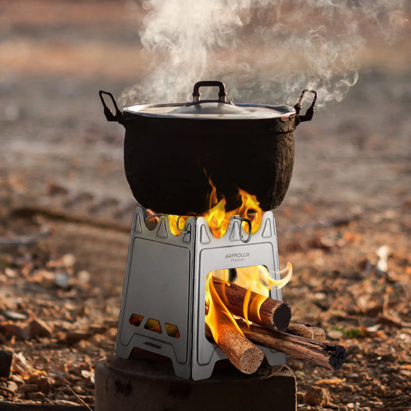 Astrolux Ti-BS1 Titanium Backpacking Stoves Titanium Camping Stove Folding Wood Burning Stove Pocket Stove Portable Lightweight Backpacking Stove for Outdoor Camping Hiking Backpacking Picnic BBQ