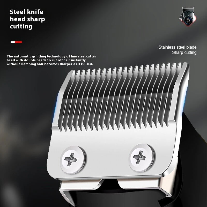 MARSKE Professional Hair Clipper Stainless Steel Blade Sharp Cutting High Power Low Noise LED Digital Display Rechargeable Adjustable