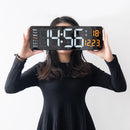 AGSIVO 16 Inch Digital Wall Clock Large LED Display with Remote Control / Automatic Brightness / Indoor Temperature / Date / Week / 12/24H For Home Office Classroom