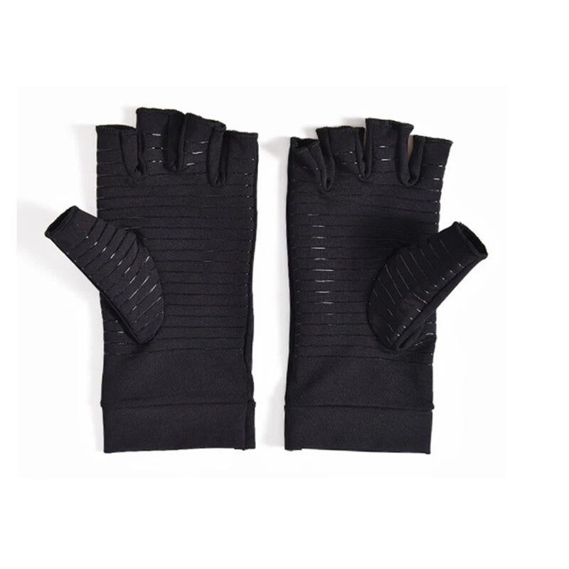 KALOAD 1Pairs Copperion Arthritis Compression Gloves for Adult Relieve Hand Pain Swelling Carpal Tunnel Support Half Finger Joints Therapy