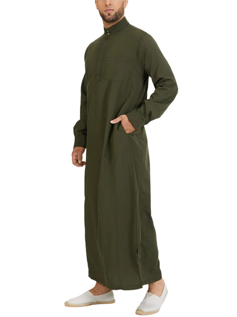 INCERUN Mens Robes Saudi Style Thobe Dishdash Jubba Arab Robe Islamic Clothing Long Maxi Dress Tops