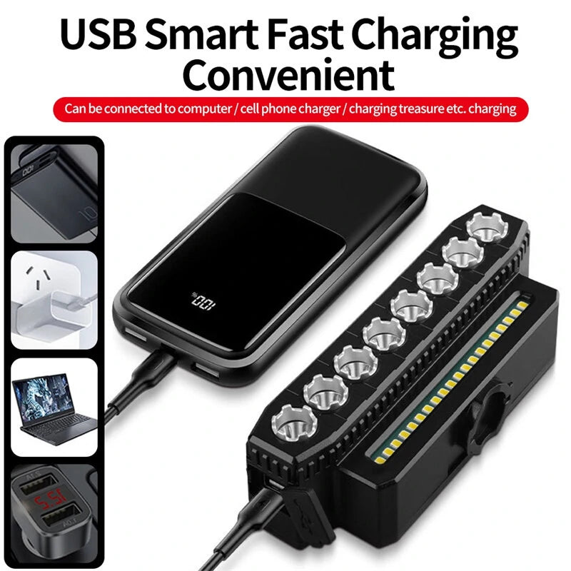 Cansses 3 in 1 4000mAh Battery Bike Headlight 6 Light Modes USB Fast Charging Waterproof Power Bank Phone Bicycle Front Light with 130db Horn for Night Cycling