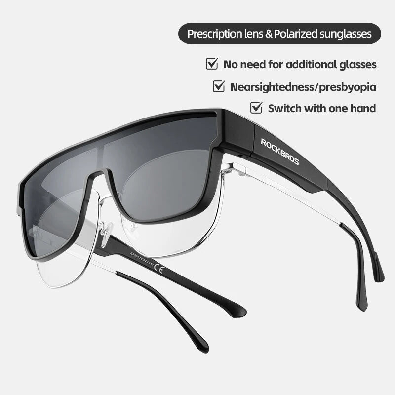 ROCKBROS Polarized Cycling Glasses Set Myopia Anti-glare HD Lightweight UV Protection Sports Sunglasses Bicycle Goggles for Outdoor Travel Fishing Driving Riding