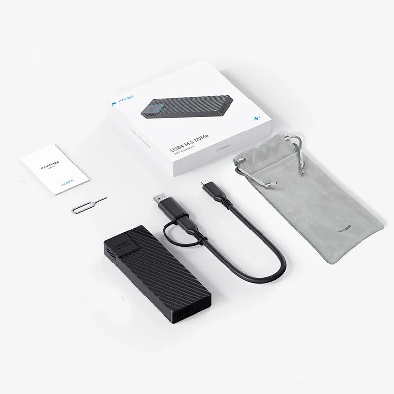 Hagibis XL-UD1101 USB 4.0 40Gbps M.2 NVMe SSD Enclosure Compatible with Thunderbolt 4/3 USB 3.2/3.1/3.0 ASM2464 Built-in Cooling Fan External Hard Drive Case