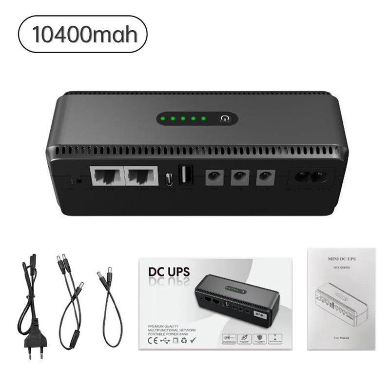 DCL-18W Mini DC Power Supply UPS 18W 8800mAh/10400mAh USB Type-C 5V/2A DC POE 15V/0.6A 24V/0.4A Input 100-240V for Network Devices