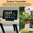 Multi-function Professional Weather Station Alarm Clock Wireless Indoor Outdoor Thermometer With Rain Gauge/ Temperature/  Humidity/ Rainfall Monitoring/ Atmospheric Pressure Intelligent Color Screen Clock