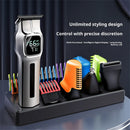 MARSKE MS-5077 5-in-1 Hair Clipper & Trimmer Kit with Chargine Base LED Display 5 Heads for Beard Nose Body Grooming 180Min Use & USB Charging