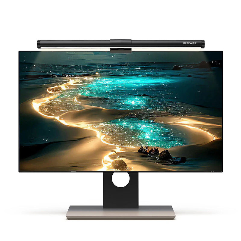 BlitzWolf BW-CML2 Air Monitor Light Bar Touch Control Eye Protection Anti-Glare 300-1000Lux Adjustable Cool/Mix/Warm Light Color Temperature USB e-Reading Light for Home Office PC Computer