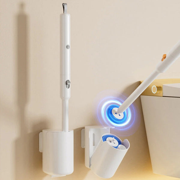 Tevorex Electric Toilet Brush Wall-Mounted Household Toilet Cleaning Brush Disposable Head Replacement Bathroom Cleaning Tool