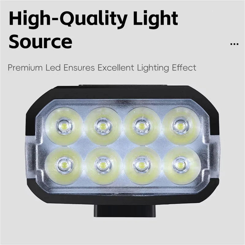 WEST BIKING 400Lm Digital Power Display Bike Headlight Waterproof Type-C Charging Flashlight 8 LED Beads High Brightness Bicycle Front Light for Road Night Riding