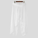 INCERUN Mens Deconstructed Solid Color Layered Pant Fashion Comfortable Elastic Waist Trousers for Men