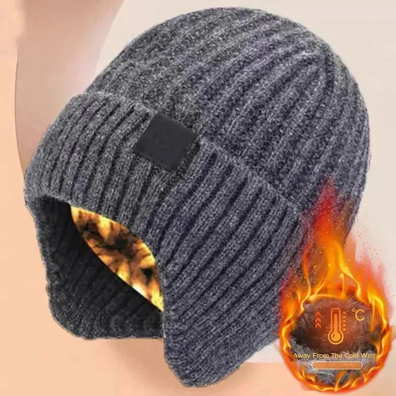 XANES Winter Bike Knitted Hat Outdoor Plush Warmth Cap Peaked Earmuff Fashion Casual Faux Fur Lined Bomber Hats Cycling Ear Protection